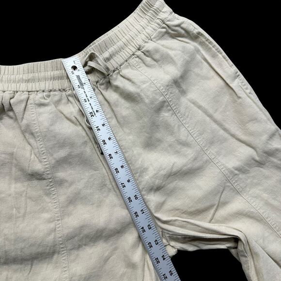 Zara Linen Blend Cropped Pants Womens Sz Medium Drawstring Pockets Slouchy - Picture 10 of 12